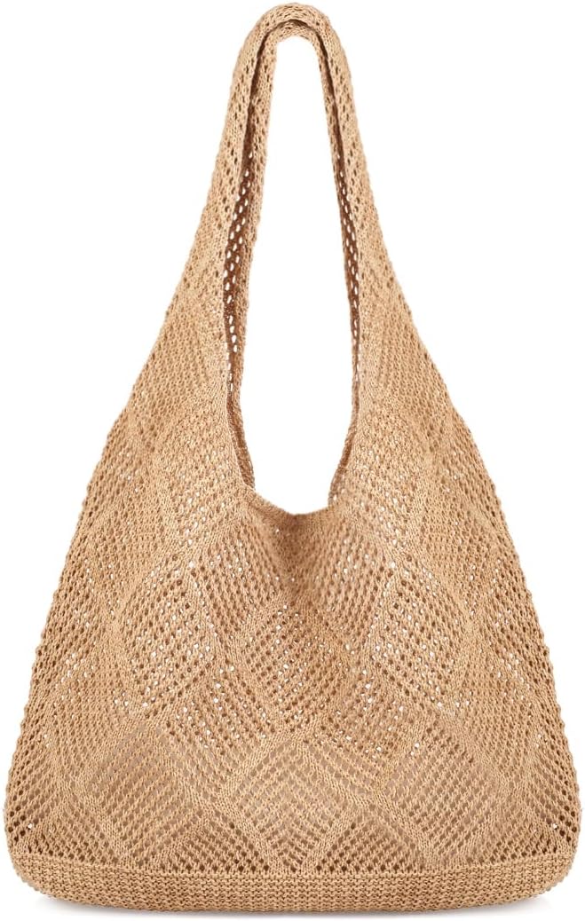 Woventote Crochet Mesh Beach Tote Bag Summer Knit Shoulder Bag for Women