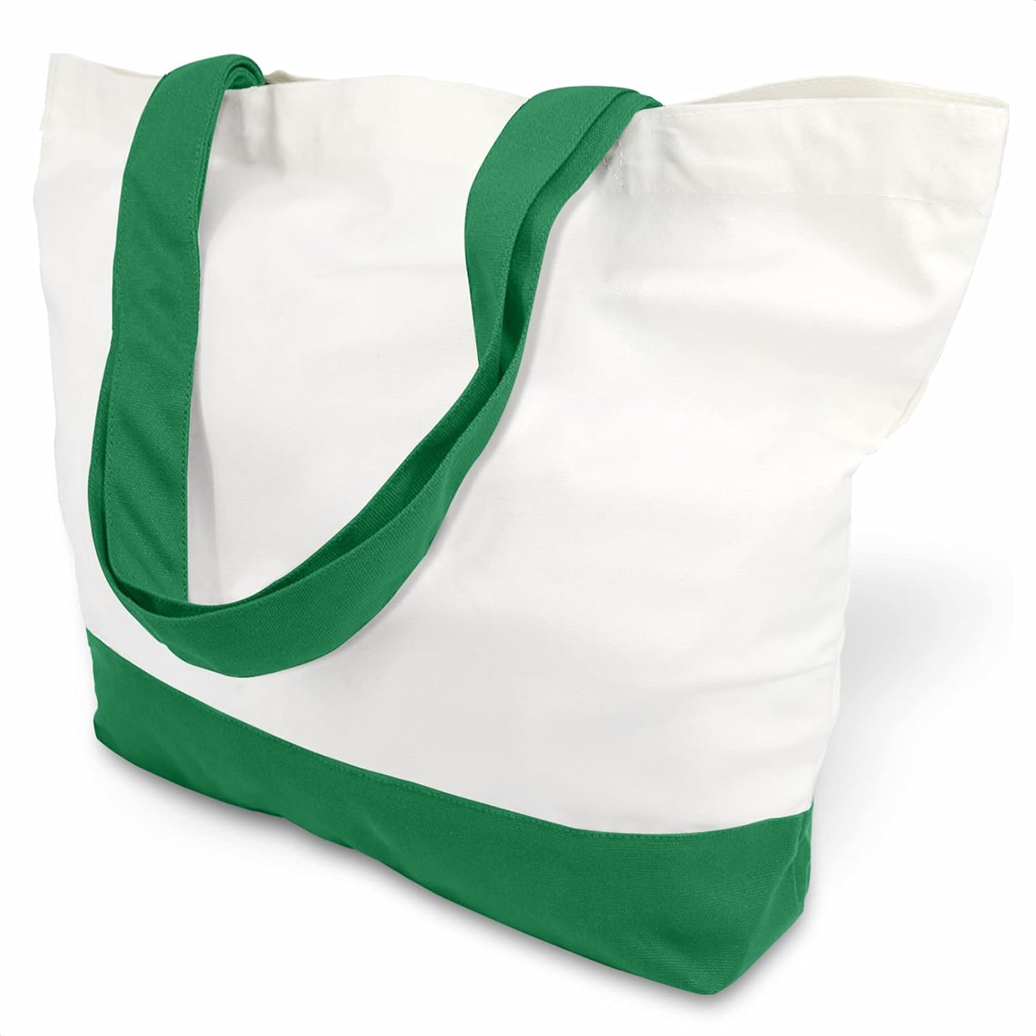 Woventote 12oz Heavy Cotton Canvas Tote Bag Two-Tone Reusable Grocery Bag for DIY Crafts
