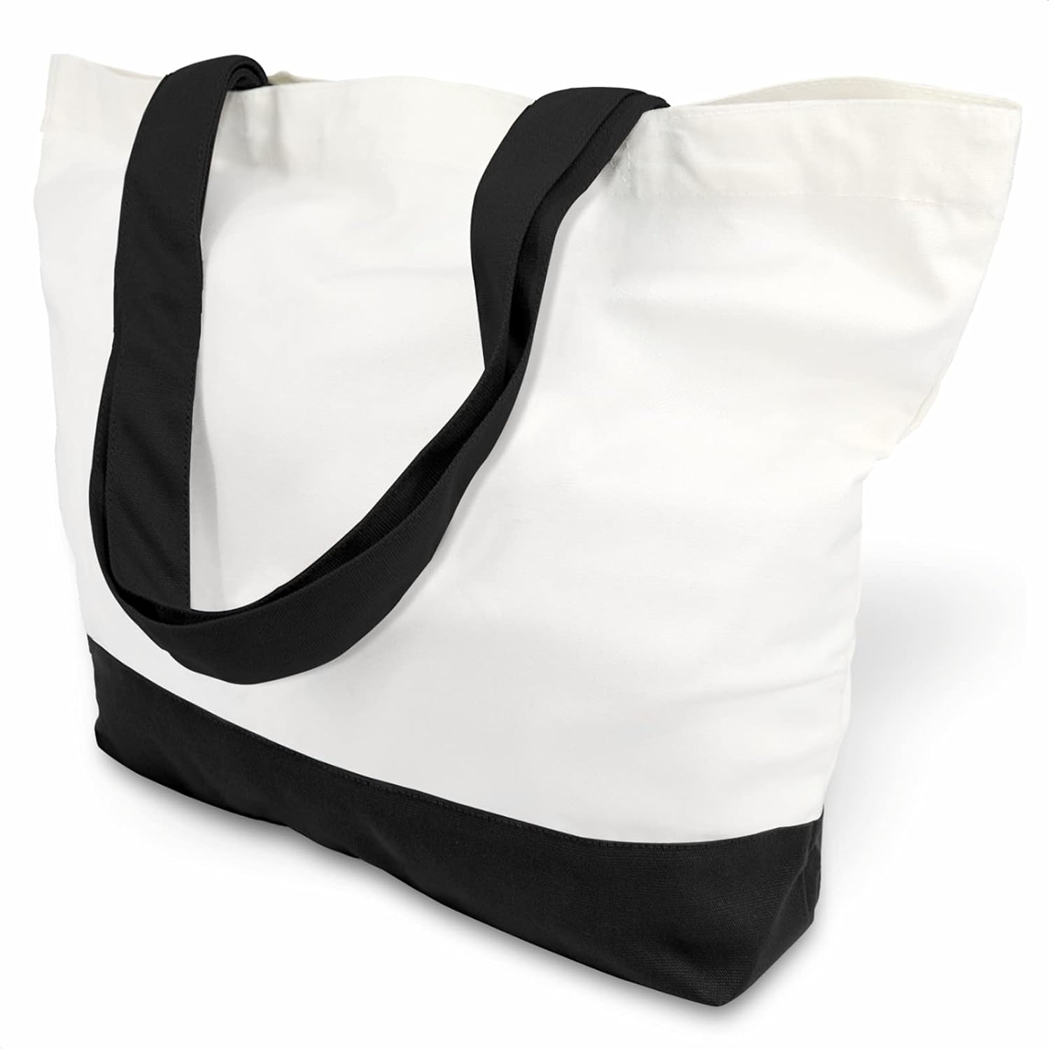 Woventote 12oz Heavy Cotton Canvas Tote Bag Two-Tone Reusable Grocery Bag for DIY Crafts