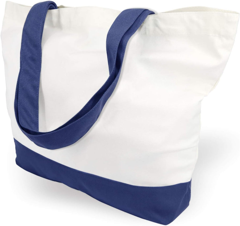 Woventote 12oz Heavy Cotton Canvas Tote Bag Two-Tone Reusable Grocery Bag for DIY Crafts