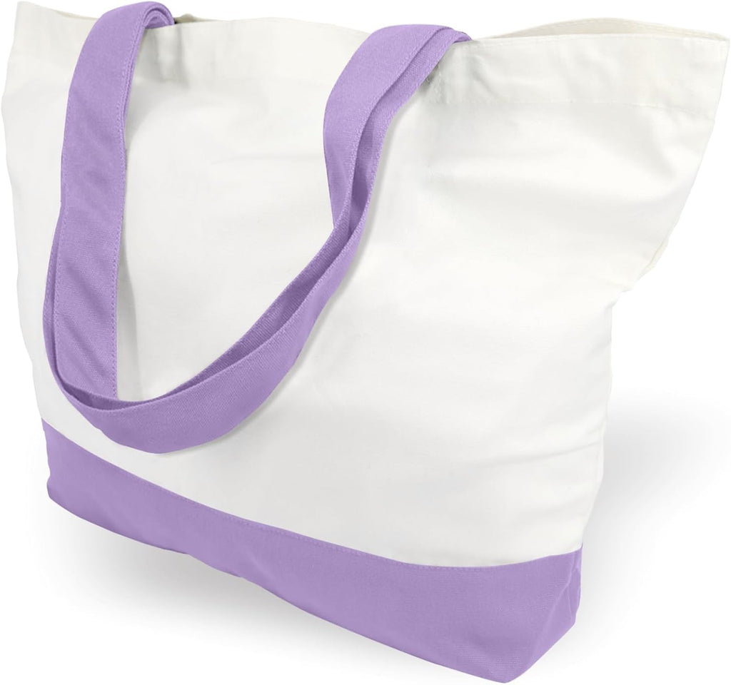 Woventote 12oz Heavy Cotton Canvas Tote Bag Two-Tone Reusable Grocery Bag for DIY Crafts