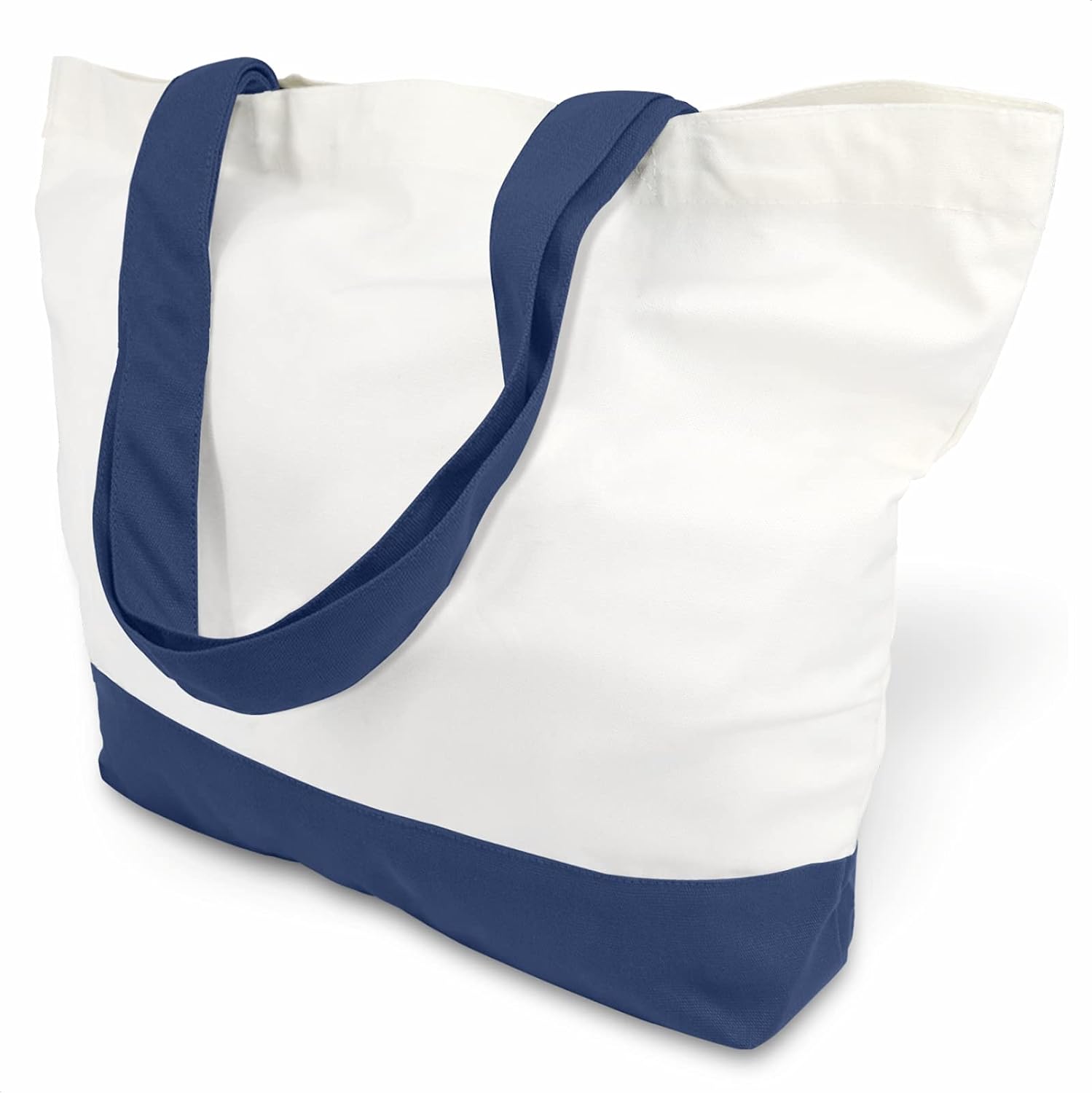 Woventote 12oz Heavy Cotton Canvas Tote Bag Two-Tone Reusable Grocery Bag for DIY Crafts