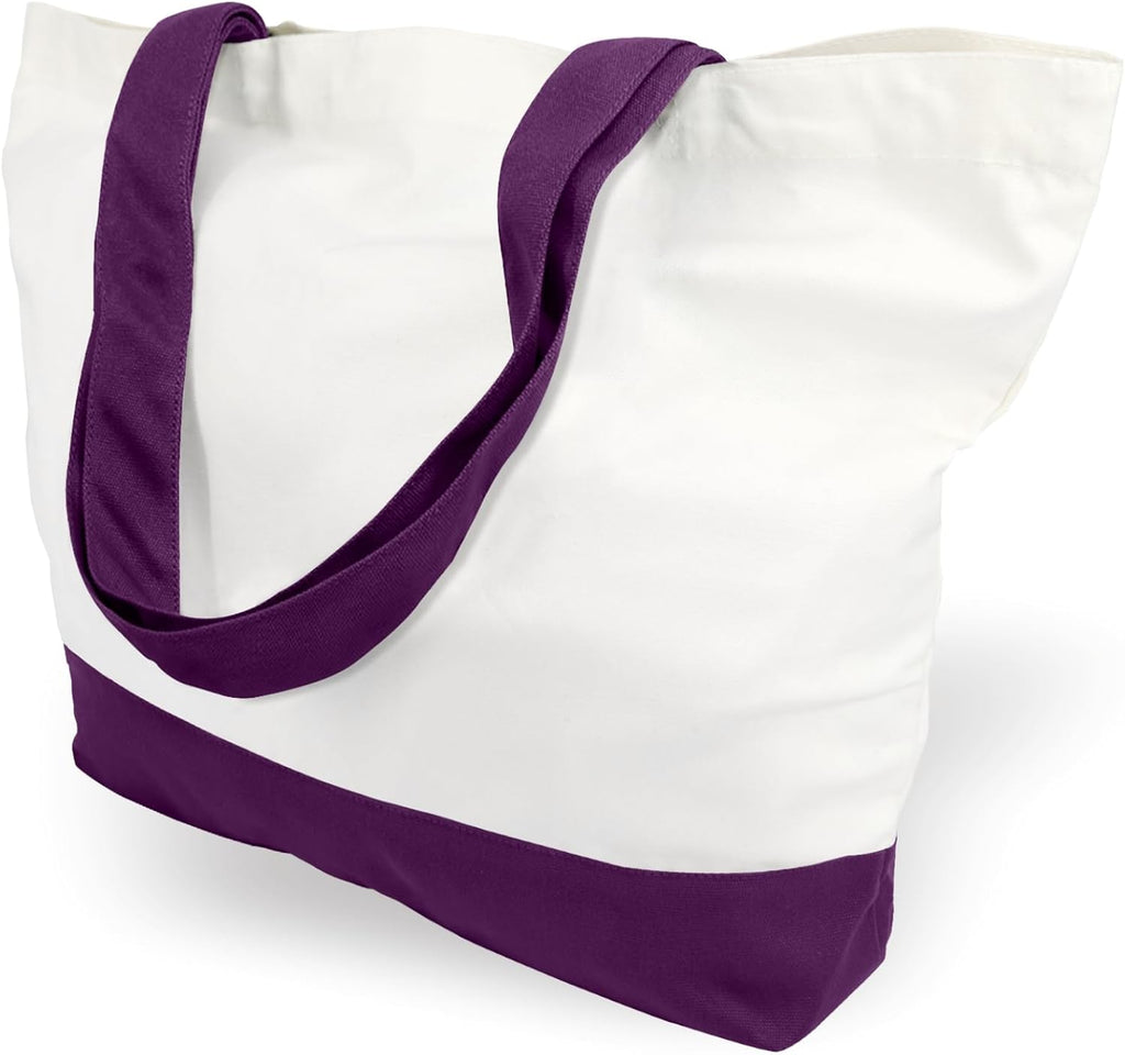 Woventote 12oz Heavy Cotton Canvas Tote Bag Two-Tone Reusable Grocery Bag for DIY Crafts