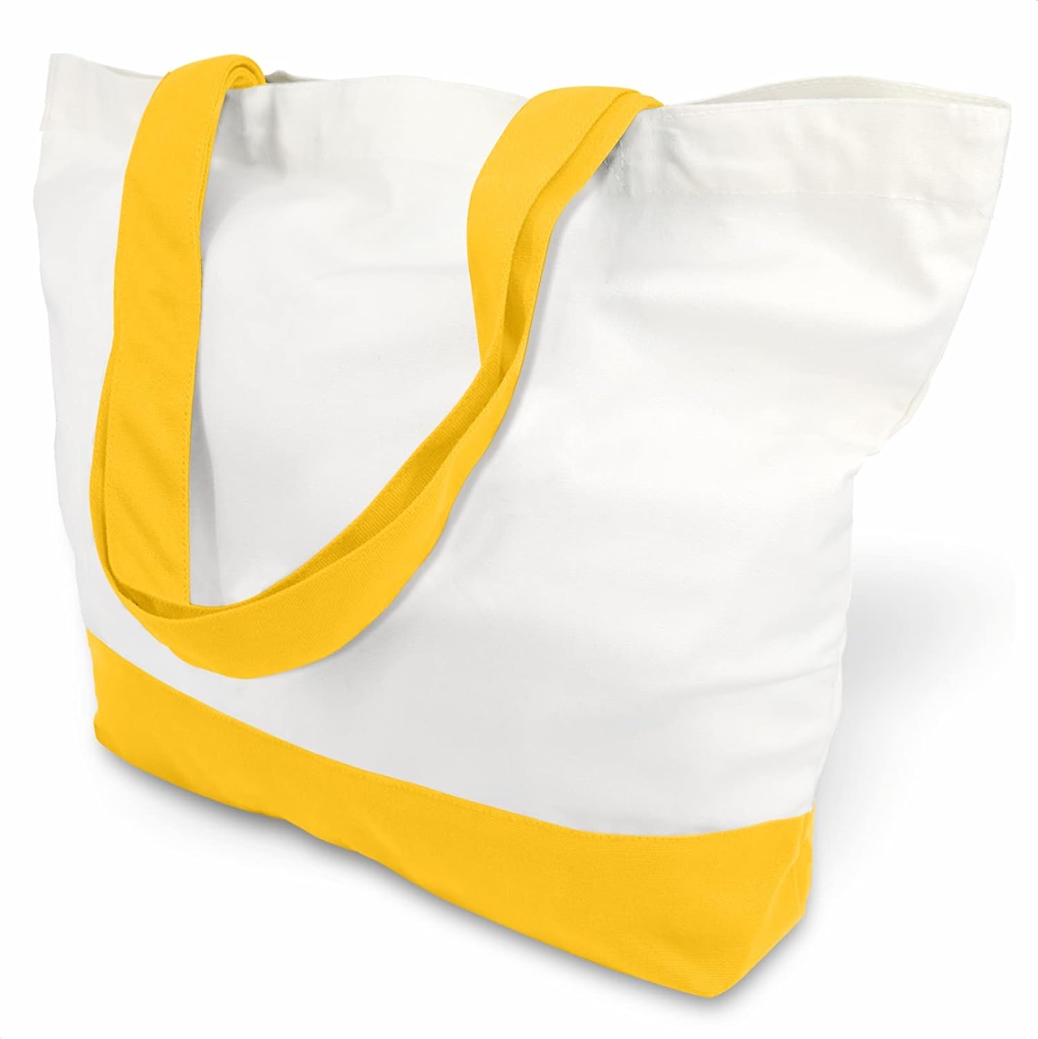 Woventote 12oz Heavy Cotton Canvas Tote Bag Two-Tone Reusable Grocery Bag for DIY Crafts