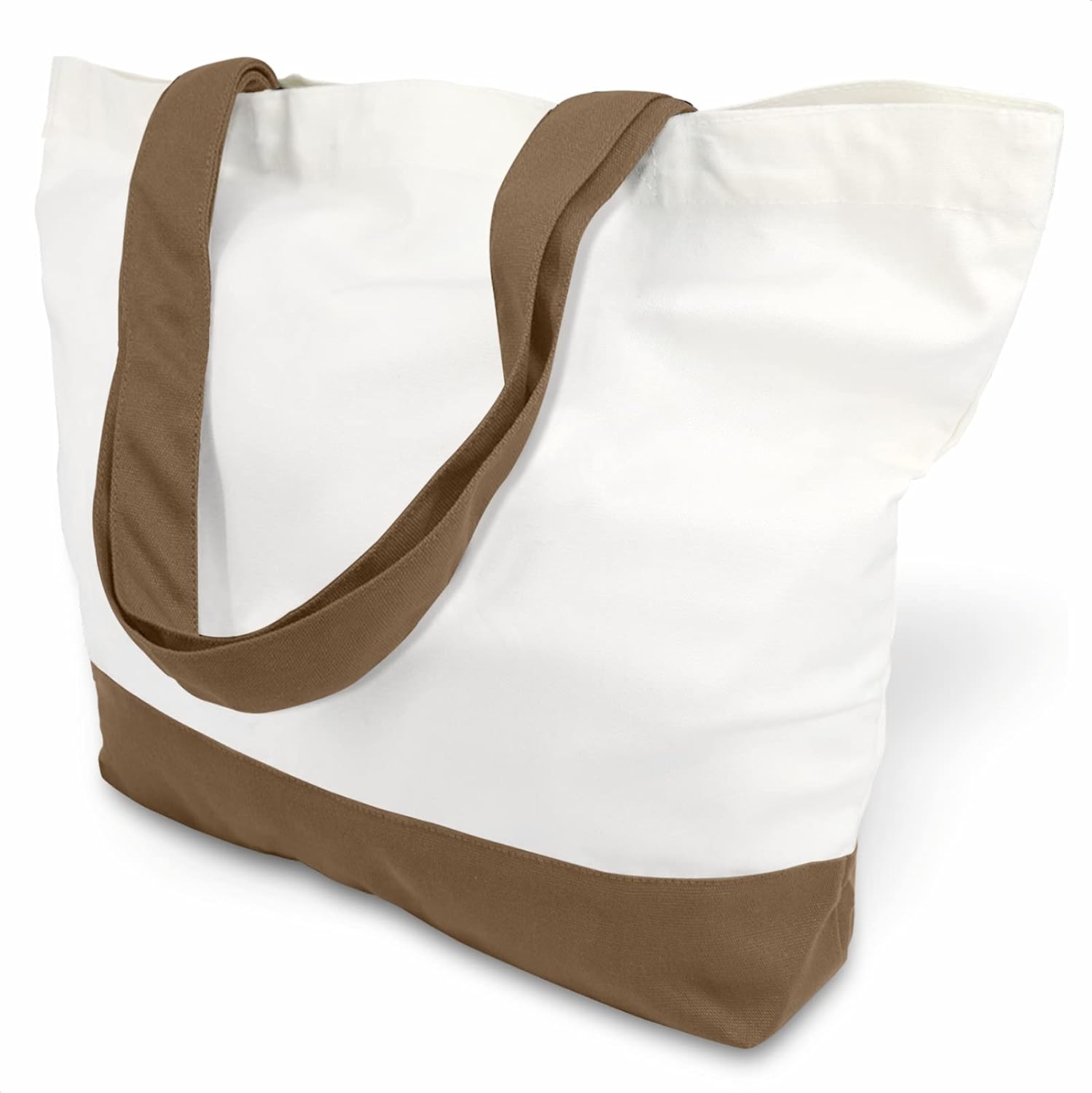 Woventote 12oz Heavy Cotton Canvas Tote Bag Two-Tone Reusable Grocery Bag for DIY Crafts