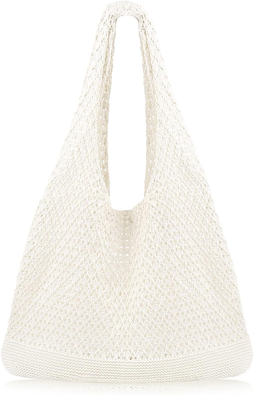 Woventote Crochet Mesh Beach Tote Bag Summer Knit Shoulder Bag for Women