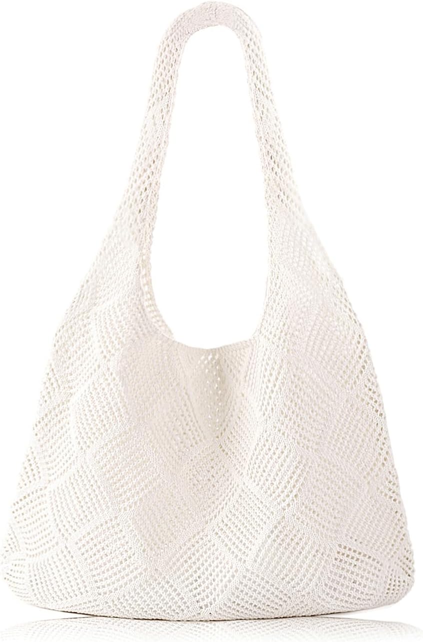 Woventote Crochet Mesh Beach Tote Bag Summer Knit Shoulder Bag for Women