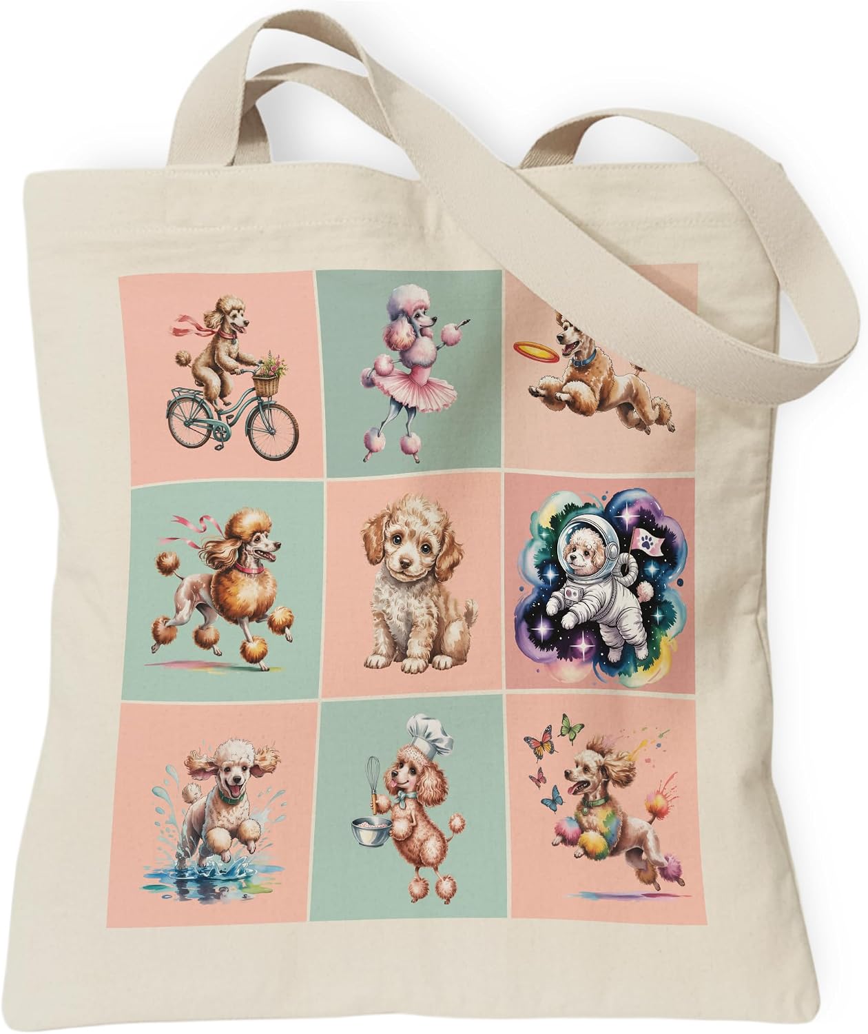 Woventote Dogs Cats Bee Print Canvas Tote Bag with Inner Pocket for Women