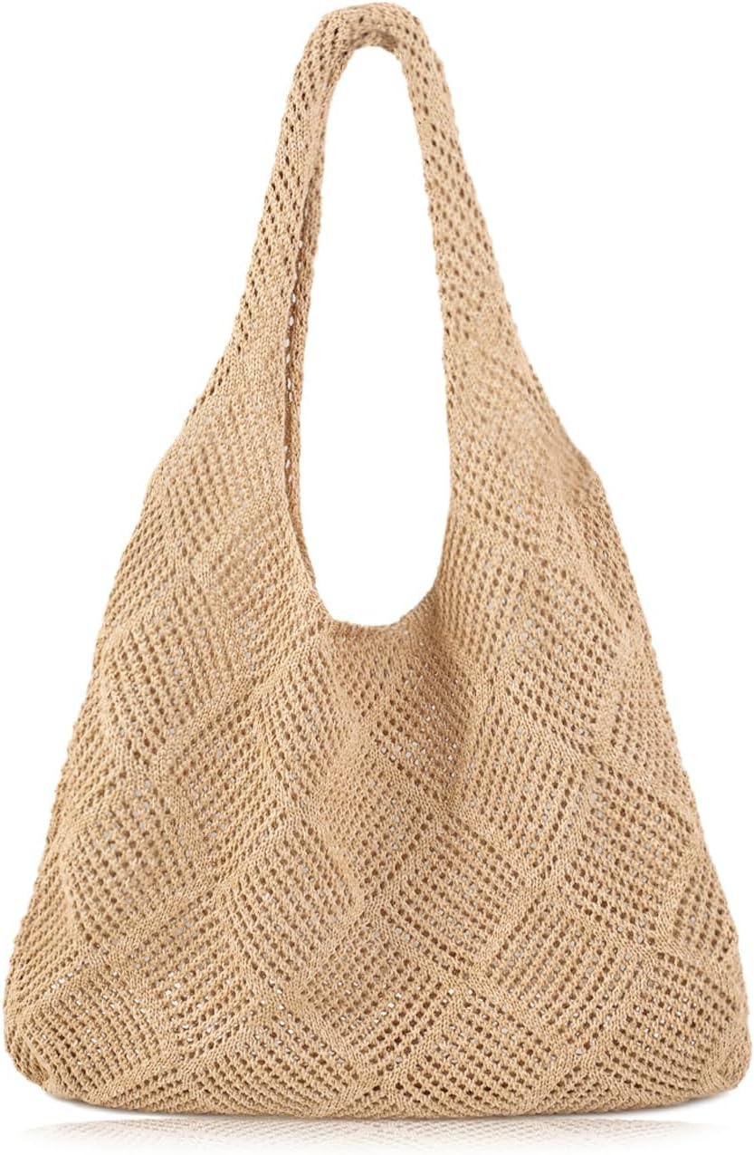 Woventote Crochet Mesh Beach Tote Bag Summer Knit Shoulder Bag for Women