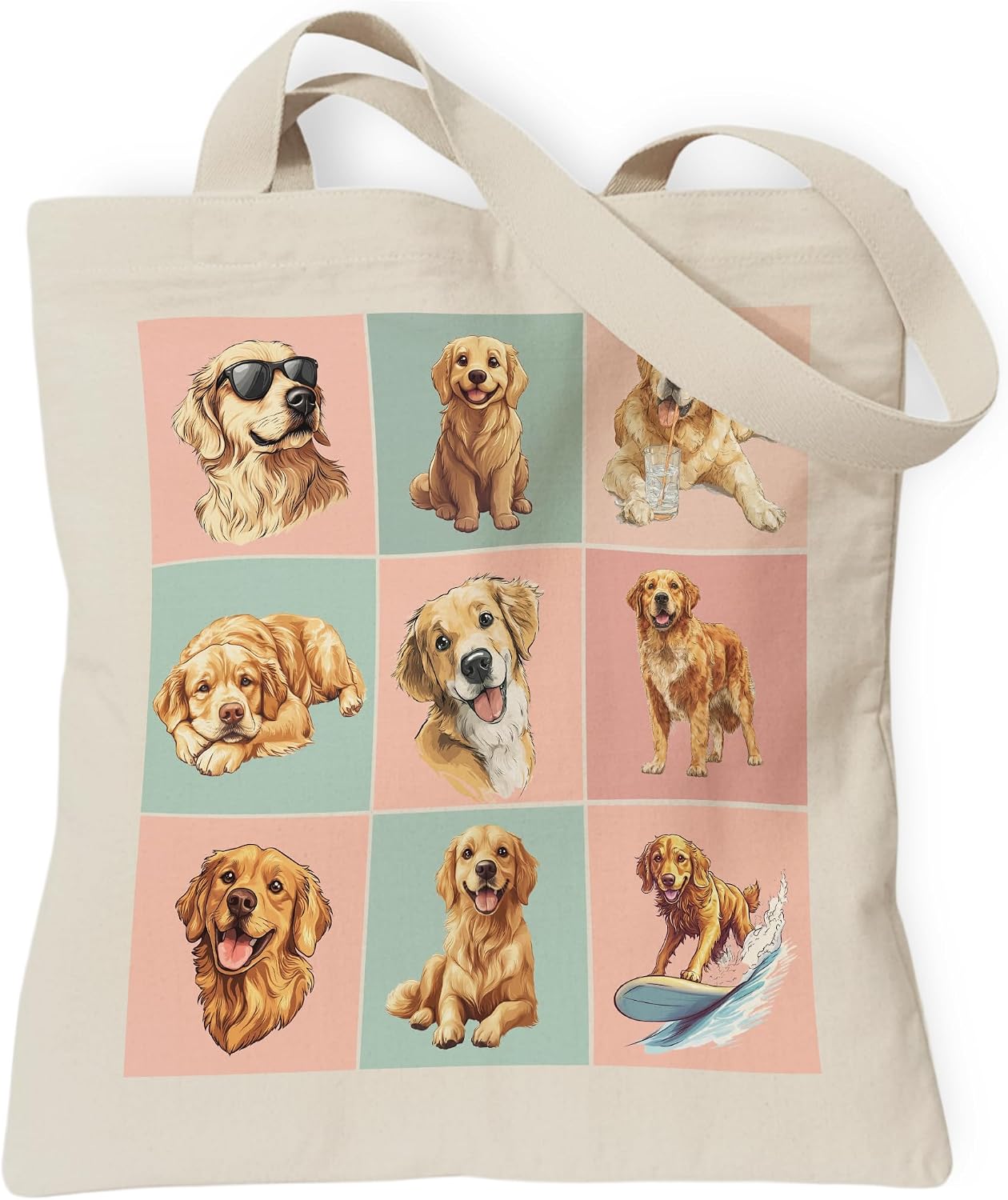 Woventote Dogs Cats Bee Print Canvas Tote Bag with Inner Pocket for Women