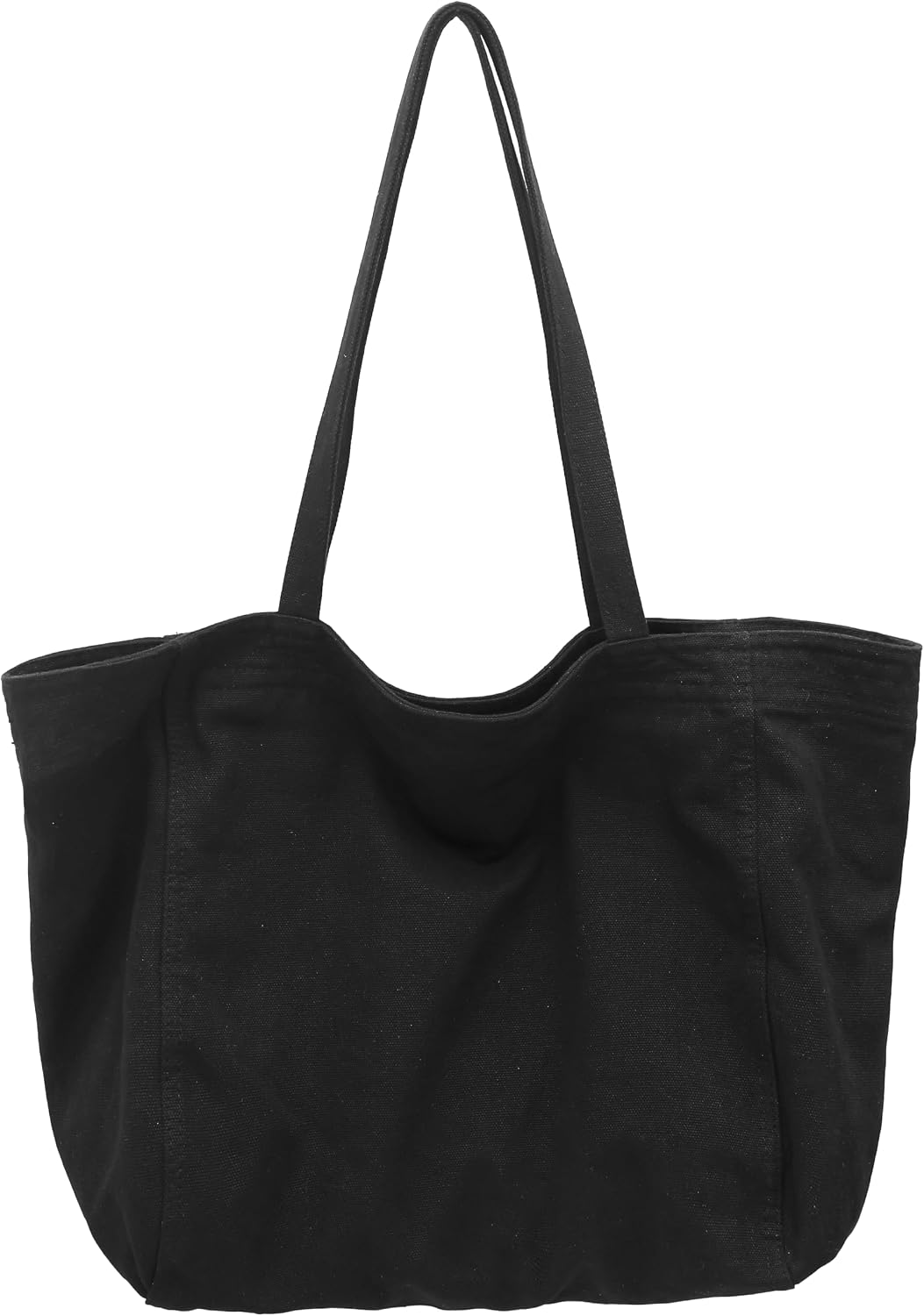 Woventote Cotton Canvas Crossbody Beach Tote Bag with 3 External Pockets Zipper Closure