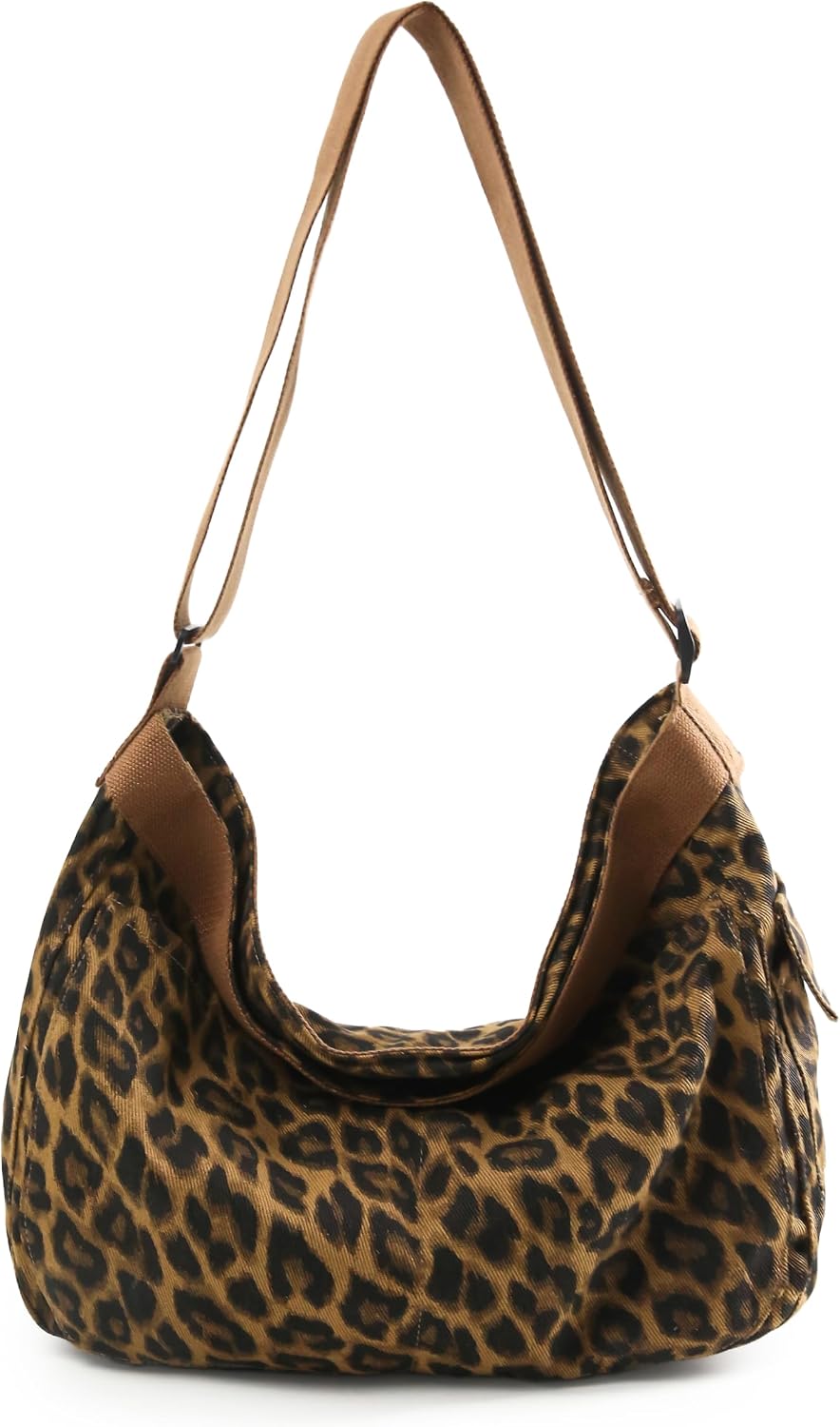 Woventote Cotton Canvas Crossbody Beach Tote Bag with 3 External Pockets Zipper Closure