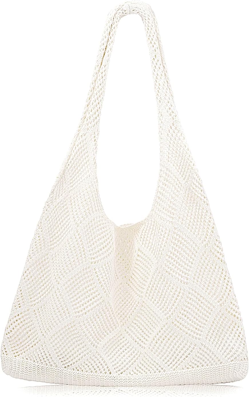 Woventote Crochet Mesh Beach Tote Bag Summer Knit Shoulder Bag for Women