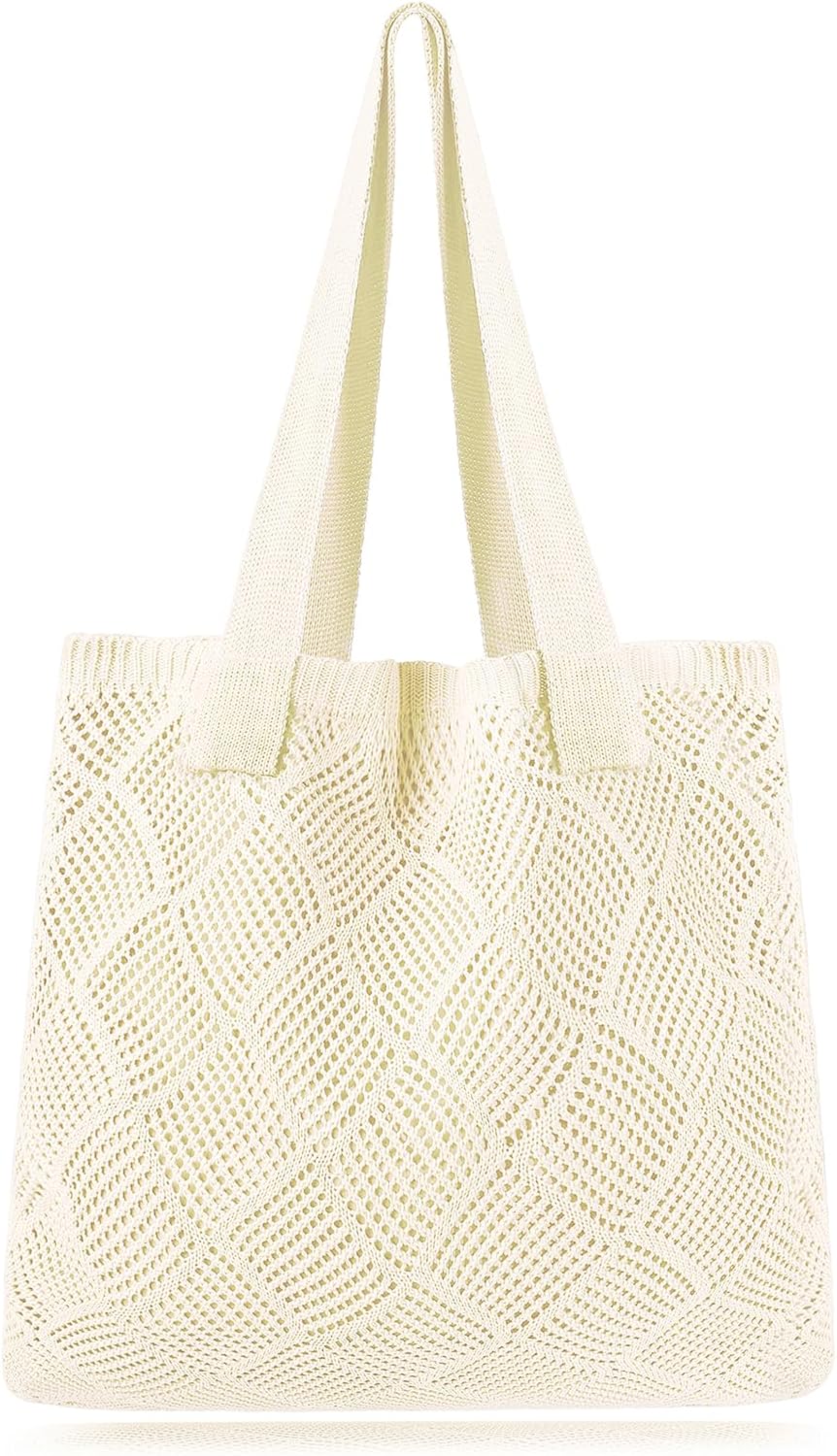 Woventote Crochet Mesh Beach Tote Bag Summer Knit Shoulder Bag for Women