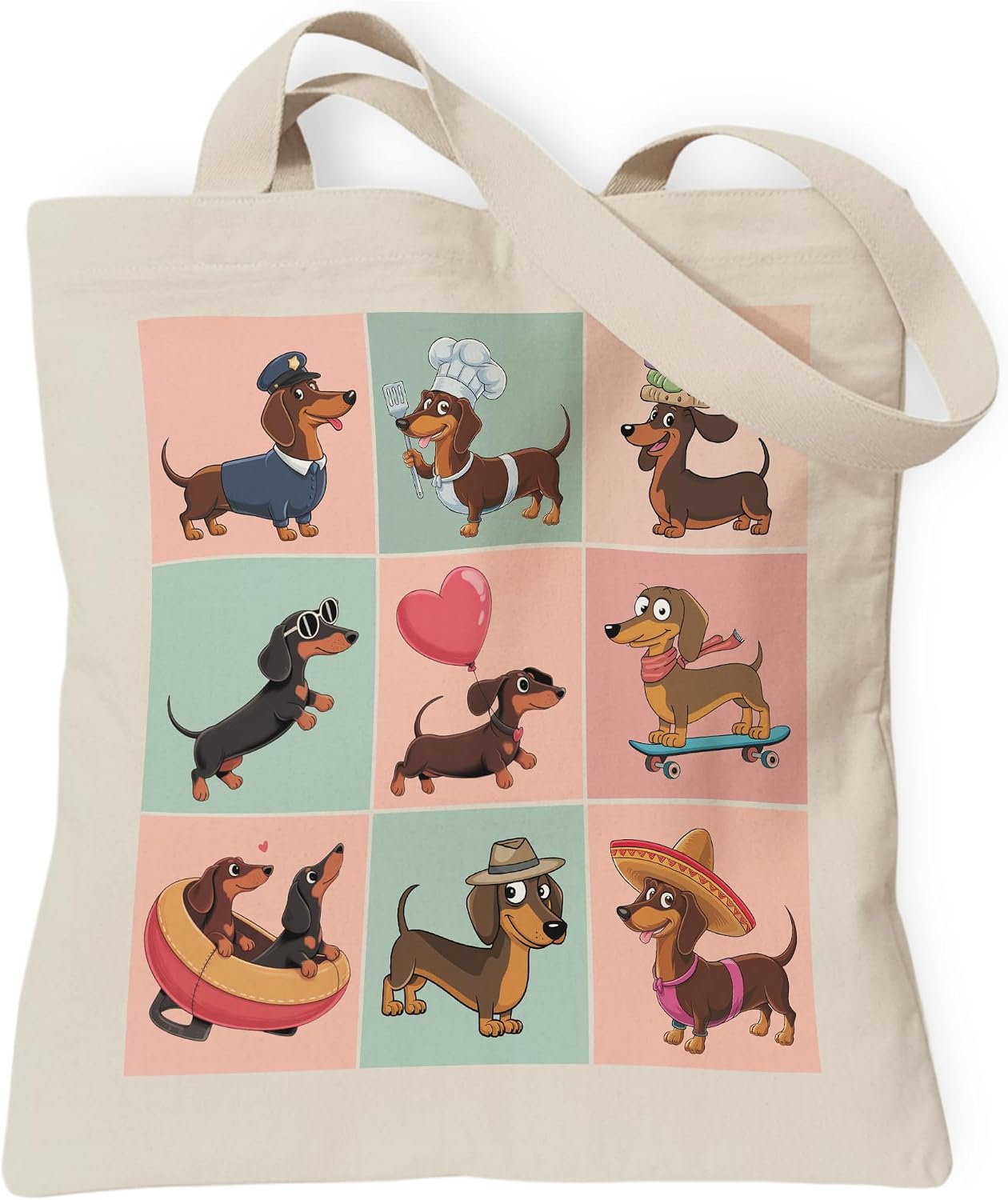 Woventote Dogs Cats Bee Print Canvas Tote Bag with Inner Pocket for Women