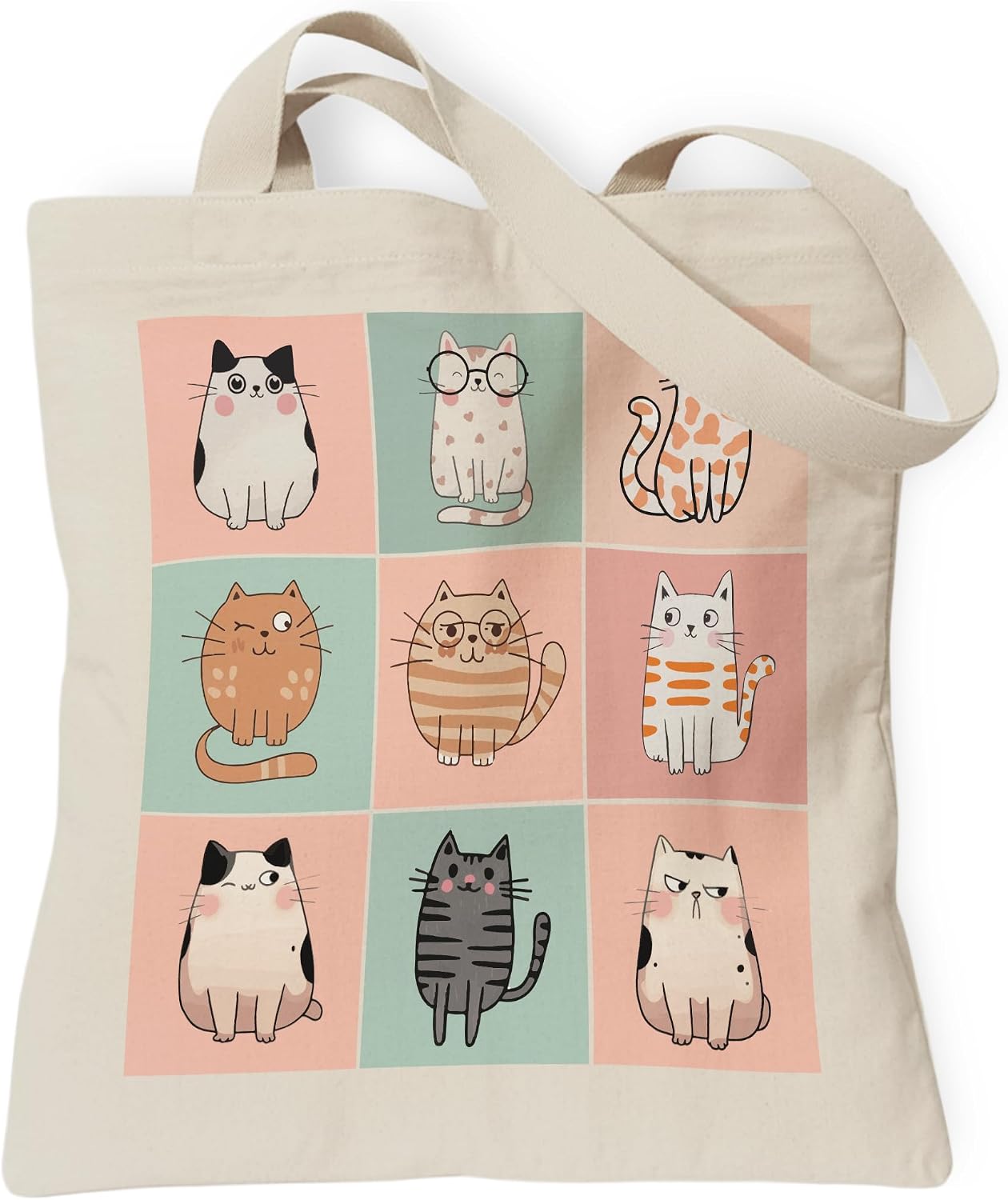 Woventote Dogs Cats Bee Print Canvas Tote Bag with Inner Pocket for Women