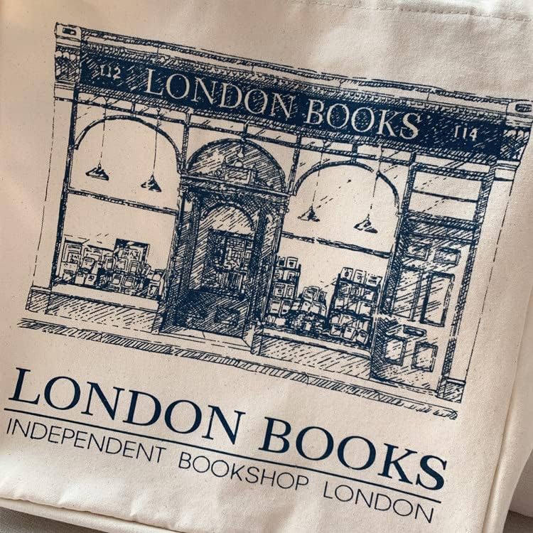 Woventote Zipper Canvas Book Tote Bag Washable Shoulder Bag for Women