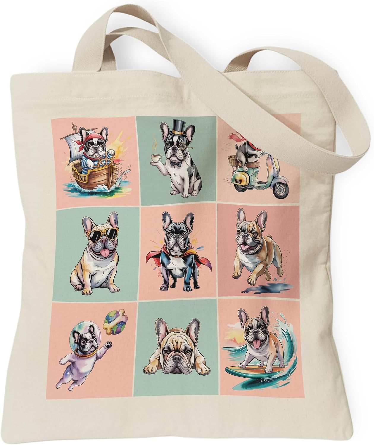 Woventote Dogs Cats Bee Print Canvas Tote Bag with Inner Pocket for Women