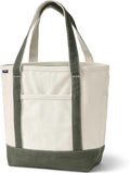 Woventote Open Top Canvas Tote Bag Natural Dark Olive Green Medium Handle