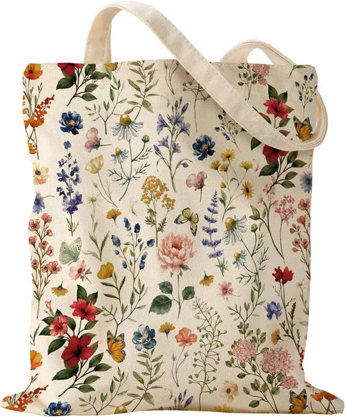 Woventote Canvas Shoulder Tote Bag Casual Bag for Women Travel Shopping Gym