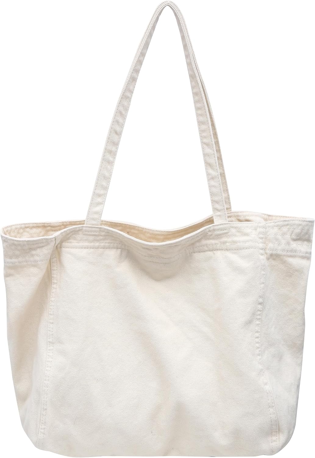 Woventote Cotton Canvas Crossbody Beach Tote Bag with 3 External Pockets Zipper Closure