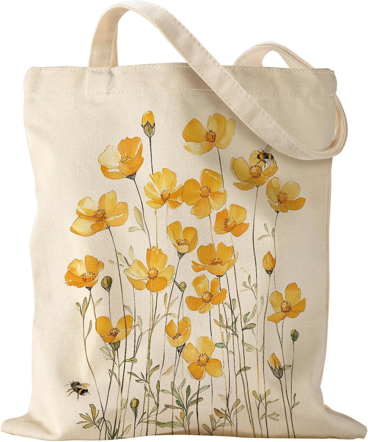Woventote Canvas Shoulder Tote Bag Casual Bag for Women Travel Shopping Gym