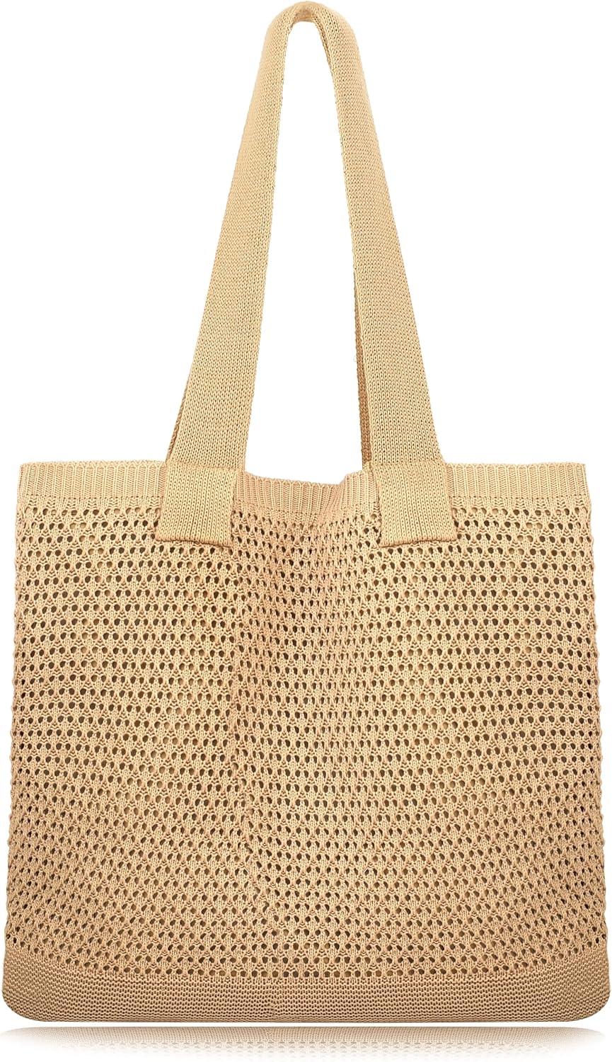 Woventote Crochet Mesh Beach Tote Bag Summer Knit Shoulder Bag for Women